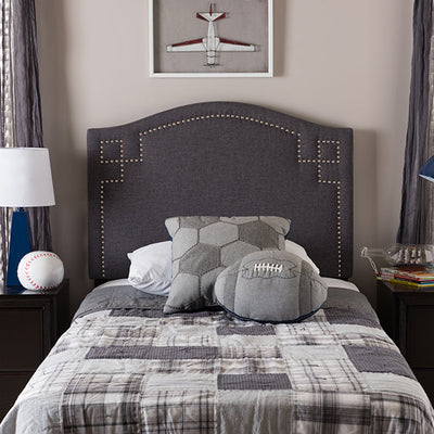 Baxton Studio Aubrey Modern and Contemporary Dark Grey Fabric Upholstered Twin Size Headboard