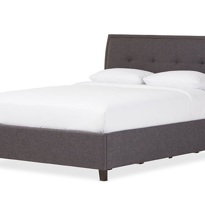 Baxton Studio Lea Modern and Contemporary Dark Grey Fabric Queen Size Storage Platform Bed