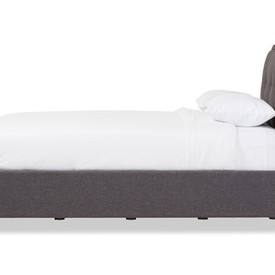 Baxton Studio Lea Modern and Contemporary Dark Grey Fabric Queen Size Storage Platform Bed