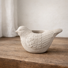 CEMENT BIRD CANDLE HOLDER