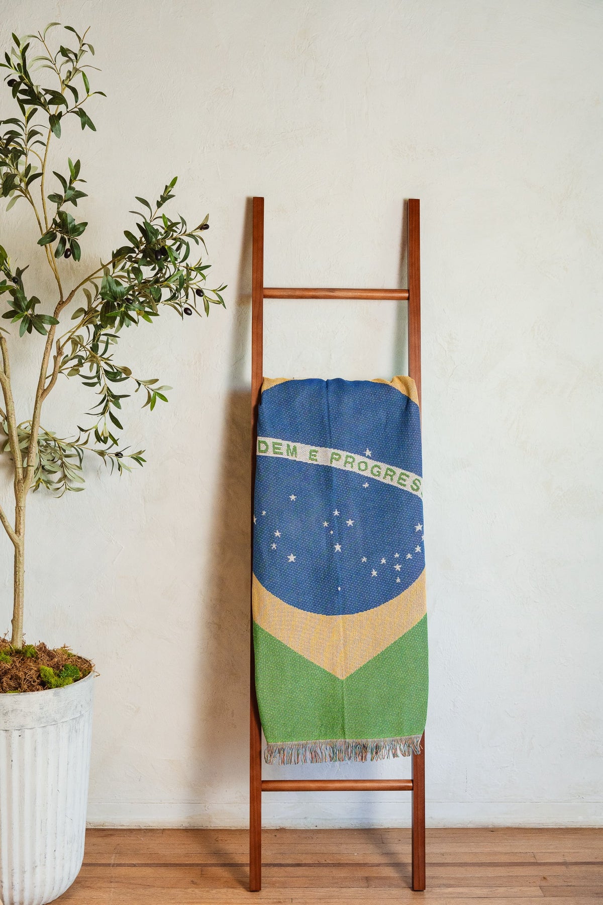Brazil Flag Woven Throw Blanket