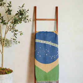 Brazil Flag Woven Throw Blanket