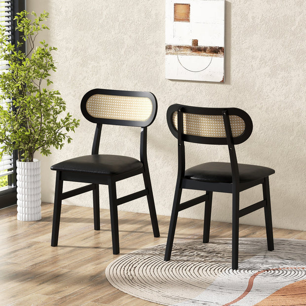 Indoor Mid Century Wood Dining Chairs Set of 2 for Dining Room