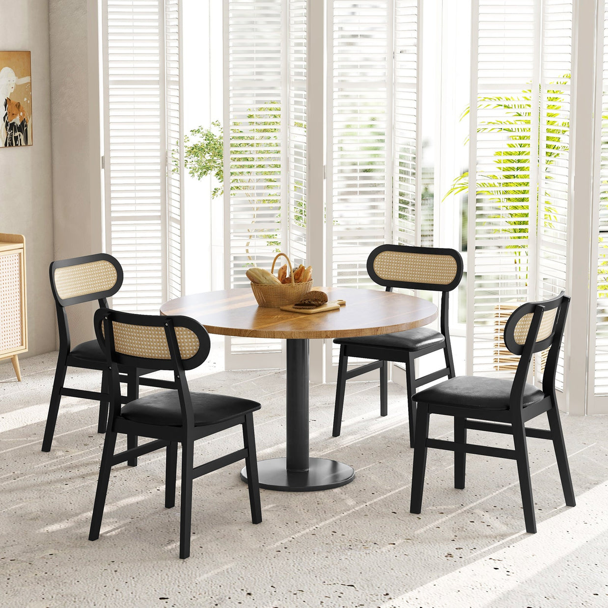 Indoor Mid Century Wood Dining Chairs Set of 2 for Dining Room