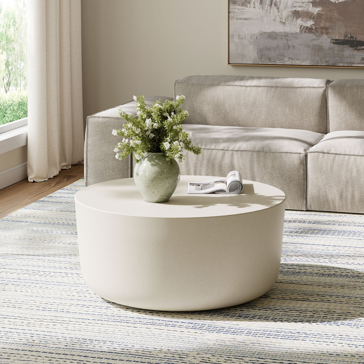 Brion Round Indoor - Outdoor Patio Concrete Coffee Table by Modway