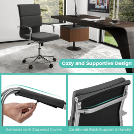 Ergonomic Office Desk Chair with Rocking Backrest and Height-adjustable Padded Seat-Gray