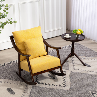 woven fabric Mid Century Modern Accent Chairs Comfy Upholstered Glider Arm Chair with Solid Wood for Living Room Bedroom Balcony