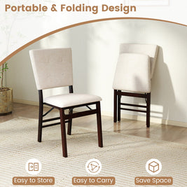 Foldable Dining Chair Set of 4 Armless Kitchen Chair with Padded Seat and Tilt Backrest