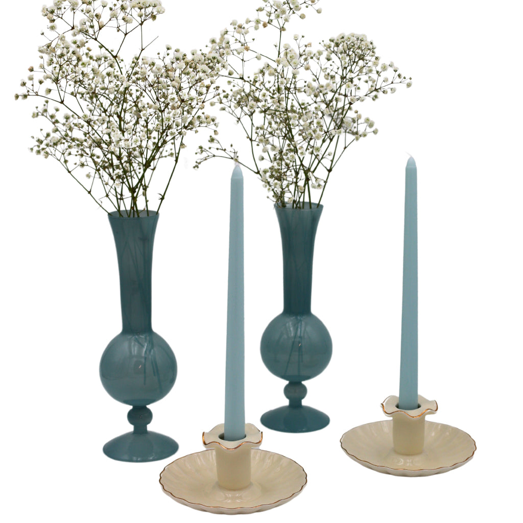 Gilded Cream Ceramic Candle Holders – Pair