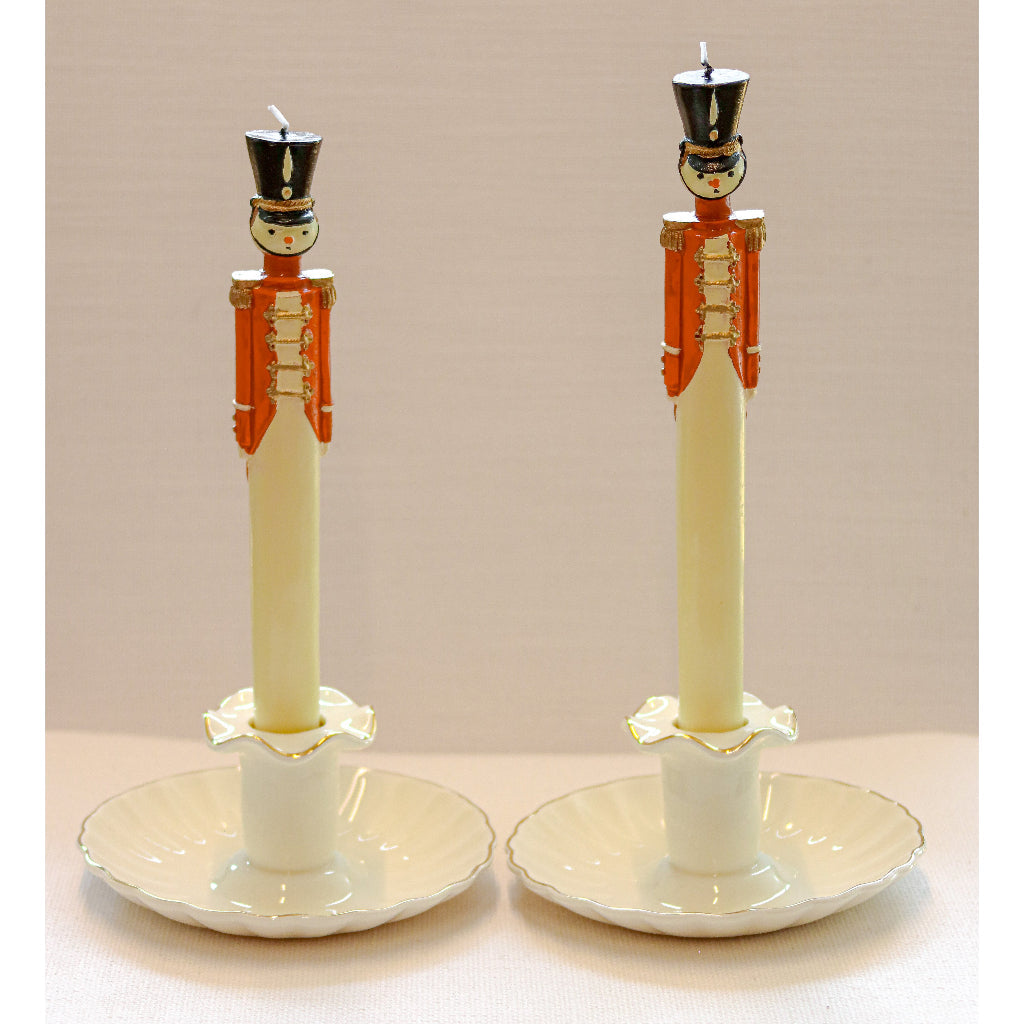 Gilded Cream Ceramic Candle Holders – Pair
