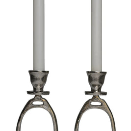 Huntley Equestrian Stirrup Candle Stick Holders, Silver set of 2