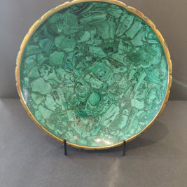Malachite Decorative Bowl with Gold Rim