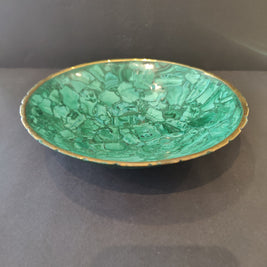 Malachite Decorative Bowl with Gold Rim