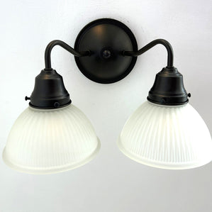 Frosted Glass Factory Holophane Wall Sconce Light Fixture