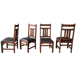 Set of 2 - Mission Oak & Leather Slat Back Dining Chair #401