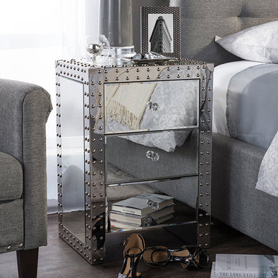 Baxton Studio Azura Modern and Contemporary Hollywood Regency Glamour Style Nightstand Bedside Table