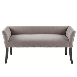 Modern Mid-Century Grey Upholstered Accent Bench