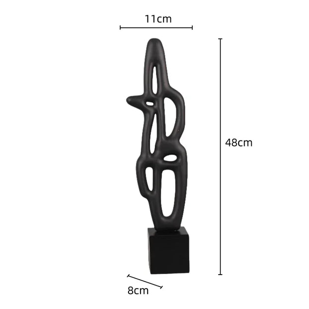 Modern Abstract Black Sculpture Statue for Contemporary Home Decor