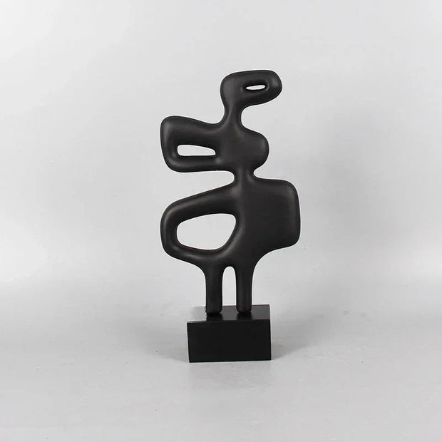 Modern Abstract Black Sculpture Statue for Contemporary Home Decor