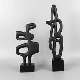 Modern Abstract Black Sculpture Statue for Contemporary Home Decor