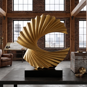 Modern Gold Wave Abstract Sculpture - Home Art Deco