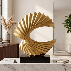 Modern Gold Wave Abstract Sculpture - Home Art Deco