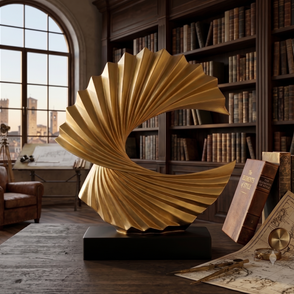 Modern Gold Wave Abstract Sculpture - Home Art Deco