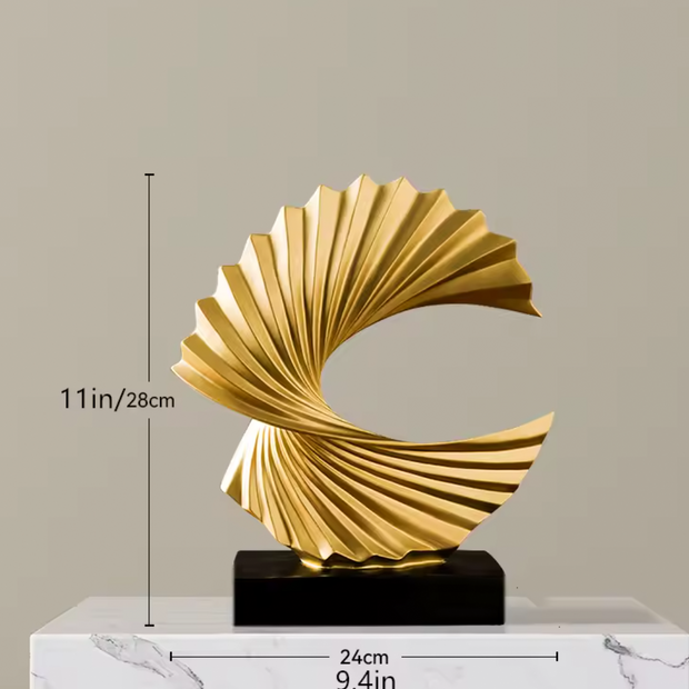 Modern Gold Wave Abstract Sculpture - Home Art Deco