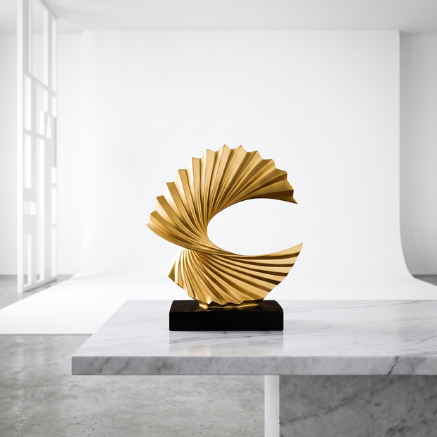 Modern Gold Wave Abstract Sculpture - Home Art Deco