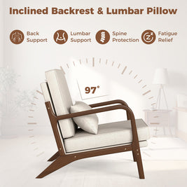 Modern Accent Chair with Rubber Wood Armrests and Removable Back