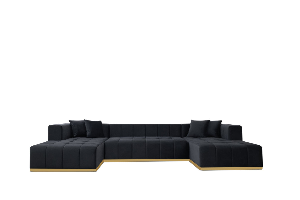 Montecito Black Velvet Double Chaise 