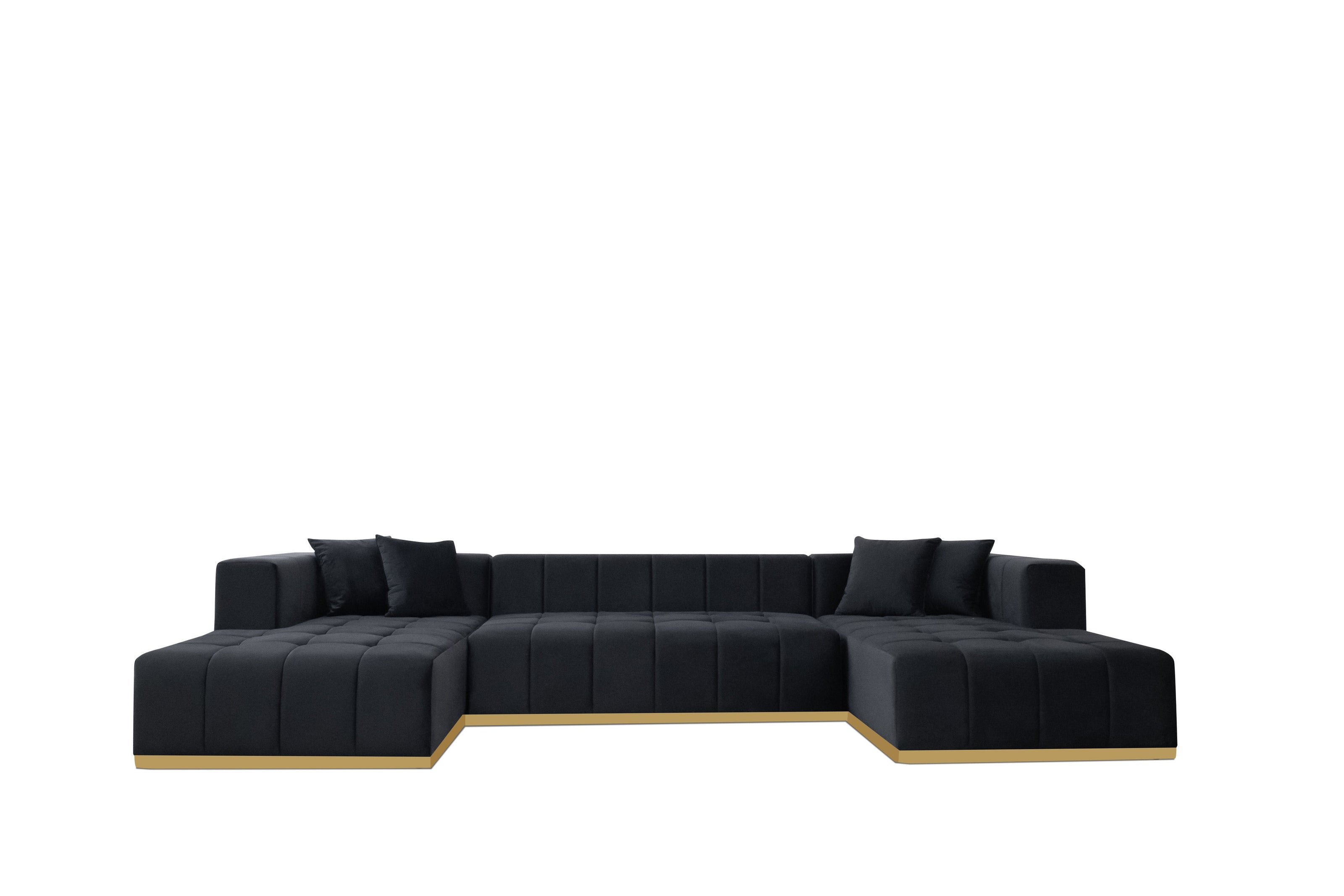 Montecito Black Velvet Double Chaise 
