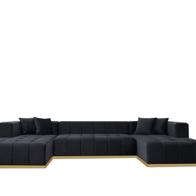 Montecito Black Velvet Double Chaise 