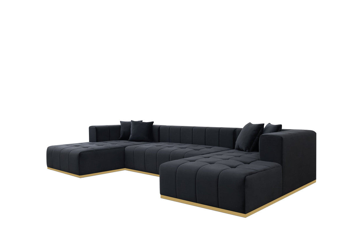 Montecito Black Velvet Double Chaise 