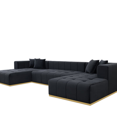 Montecito Black Velvet Double Chaise 