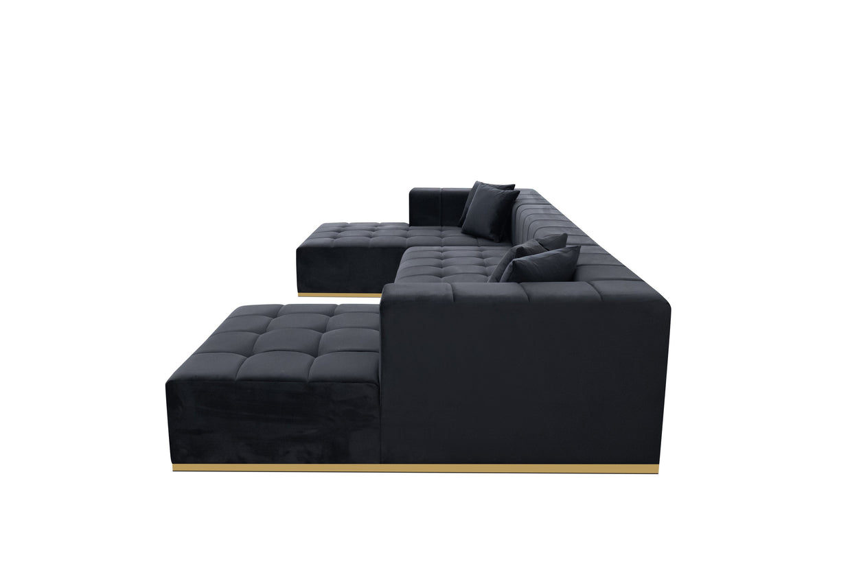 Montecito Black Velvet Double Chaise 