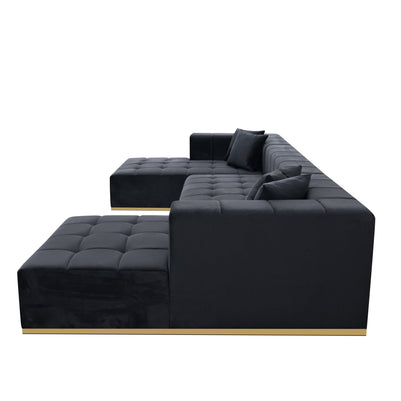 Montecito Black Velvet Double Chaise 