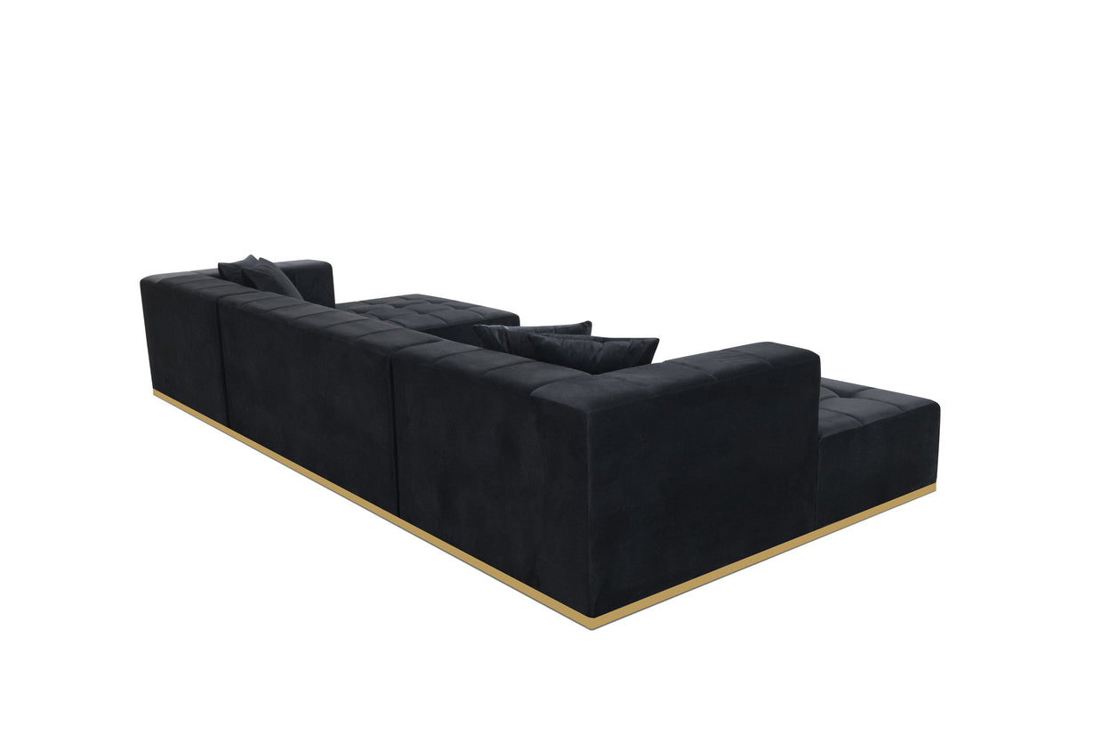 Montecito Black Velvet Double Chaise 