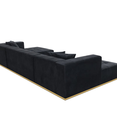 Montecito Black Velvet Double Chaise 