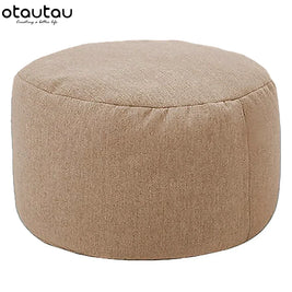 OTAUTAU Linen Bean Bag Chair with Filling Beanbag Pouf Ottoman Footstool Tatami Round Stool Futon Puff Relax Lounge Furniture