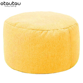OTAUTAU Linen Bean Bag Chair with Filling Beanbag Pouf Ottoman Footstool Tatami Round Stool Futon Puff Relax Lounge Furniture