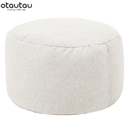 OTAUTAU Linen Bean Bag Chair with Filling Beanbag Pouf Ottoman Footstool Tatami Round Stool Futon Puff Relax Lounge Furniture