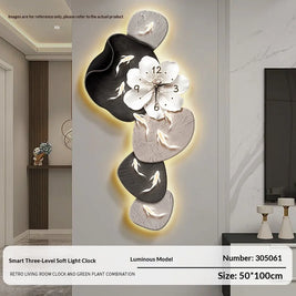 Wall Clock Modern Minimalist Nine Koi Fish Large Silent Wall Clock Home Decor Living Room Bedroom TV Background No Drilling
