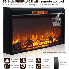 Farmhouse Fireplace TV Stand With Electric Fireplace Media Console