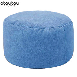 OTAUTAU Linen Bean Bag Chair with Filling Beanbag Pouf Ottoman Footstool Tatami Round Stool Futon Puff Relax Lounge Furniture