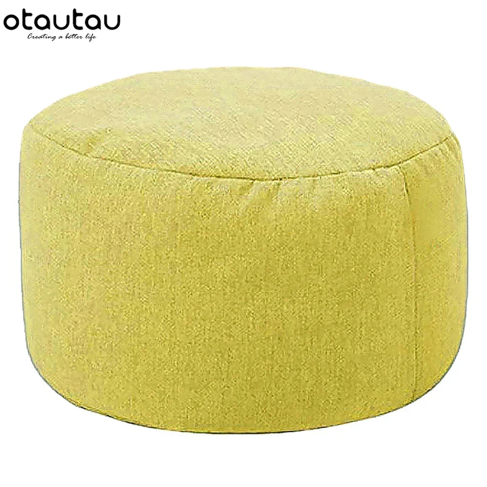 OTAUTAU Linen Bean Bag Chair with Filling Beanbag Pouf Ottoman Footstool Tatami Round Stool Futon Puff Relax Lounge Furniture