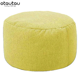 OTAUTAU Linen Bean Bag Chair with Filling Beanbag Pouf Ottoman Footstool Tatami Round Stool Futon Puff Relax Lounge Furniture