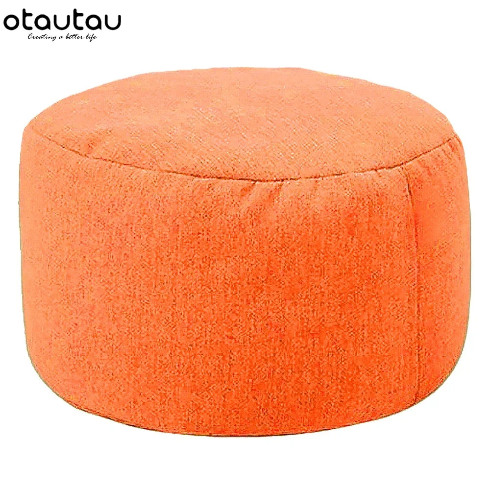 OTAUTAU Linen Bean Bag Chair with Filling Beanbag Pouf Ottoman Footstool Tatami Round Stool Futon Puff Relax Lounge Furniture