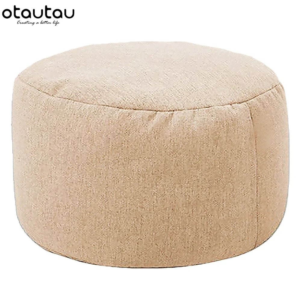 OTAUTAU Linen Bean Bag Chair with Filling Beanbag Pouf Ottoman Footstool Tatami Round Stool Futon Puff Relax Lounge Furniture