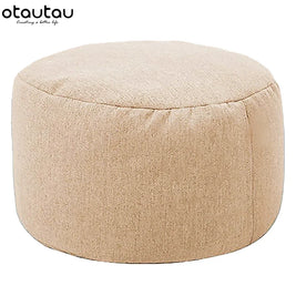 OTAUTAU Linen Bean Bag Chair with Filling Beanbag Pouf Ottoman Footstool Tatami Round Stool Futon Puff Relax Lounge Furniture